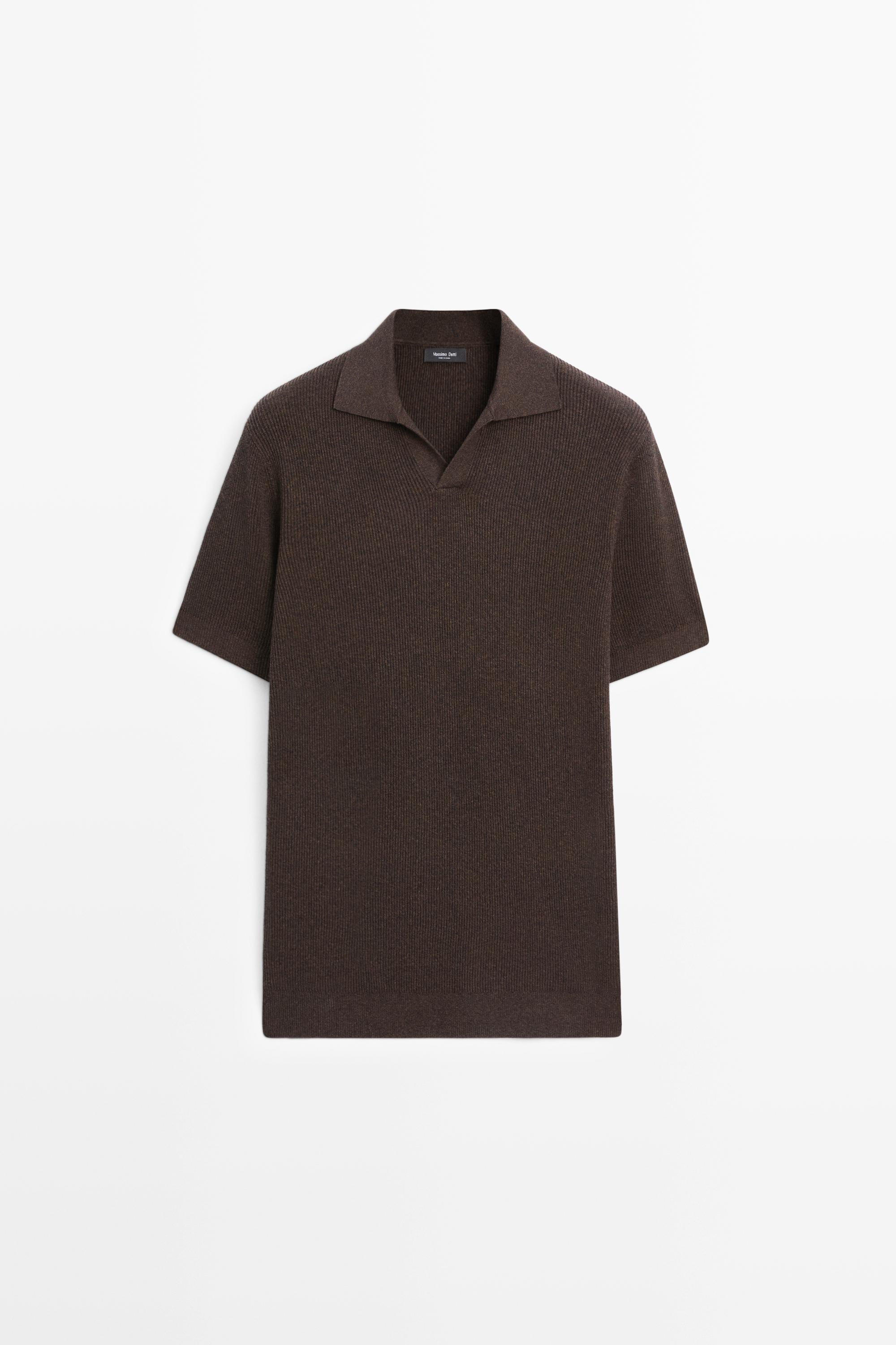 Cotton blend knit polo sweater